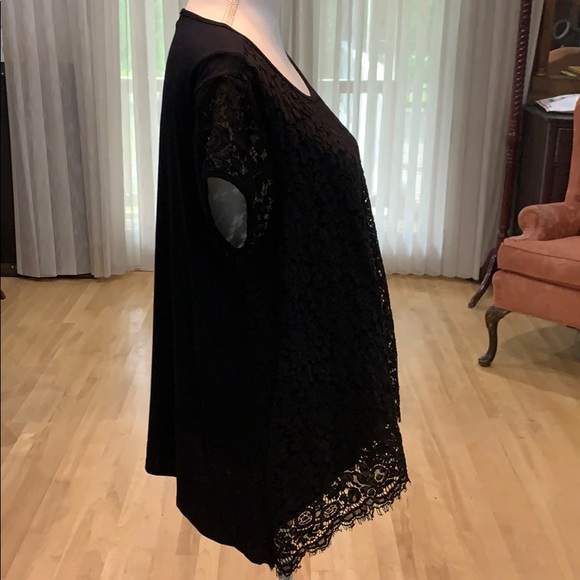 Karen Kane Black Lace Handkerchief Tee EUC - Picture 4 of 7